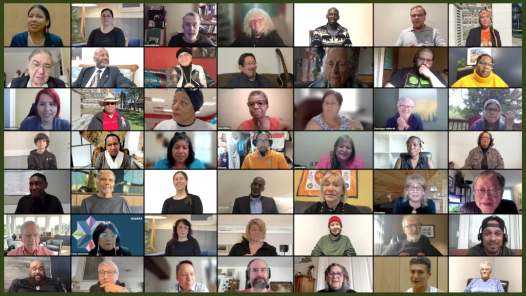 Zoom screenshot of the entire group of novice videographers and others.